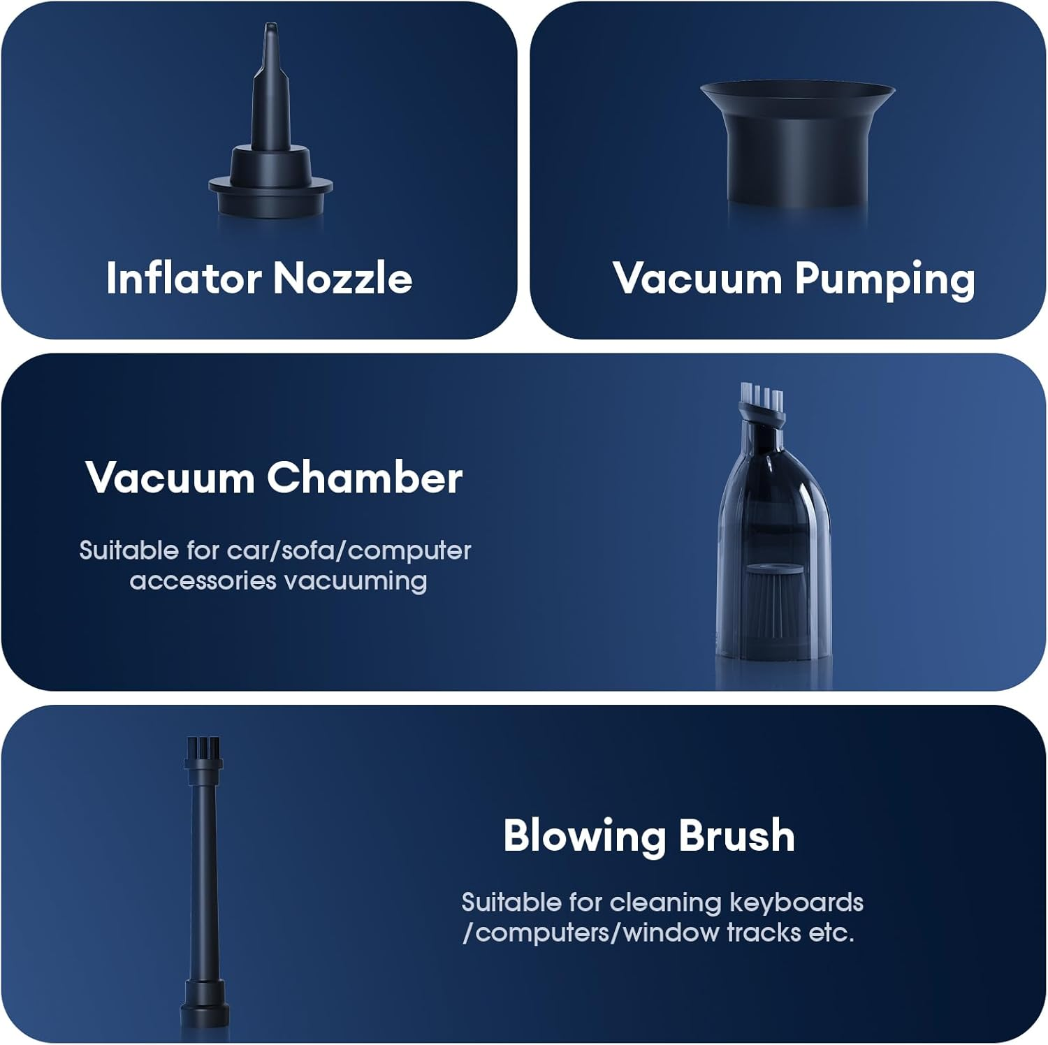 Ngteco Compressed Air Duster 3-Gear 100000RPM, with LED Light,3 in 1 Handheld Vacuum Cleaner ，Replace Canned Duster,Rechargeable Cordless Air Duster for Computer/Keyboard/Laptop/Car Cleaner AD12 image number 3