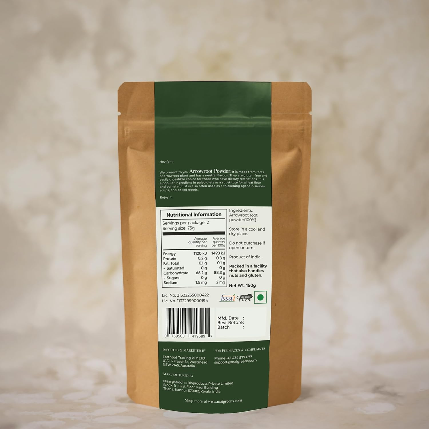 Mai Greens Arrowroot Powder | Natural Thickener - 150G image number 4