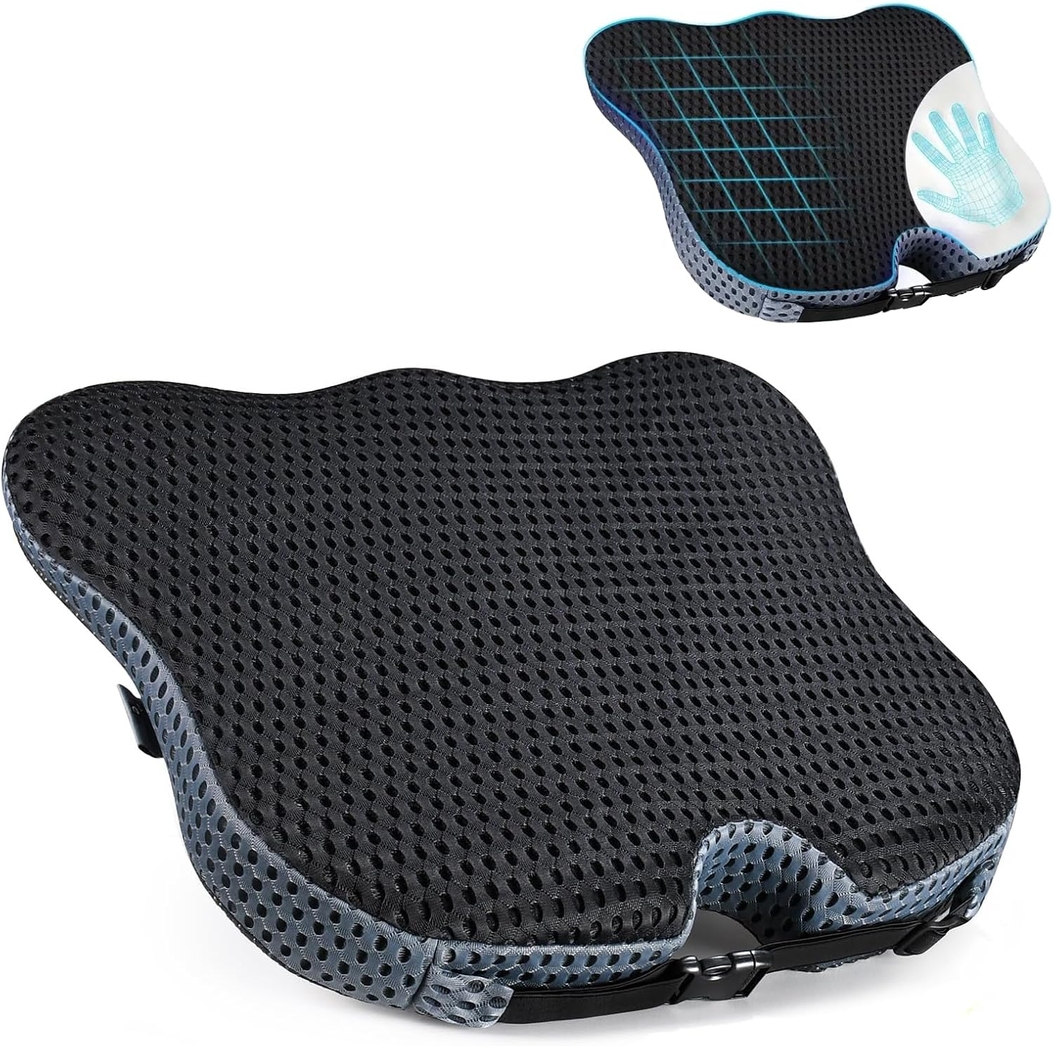 MAEZOE Car Seat Cushions for Driving, Adult Booster Seat for Car, 100% Polyurethane Wedge-Shaped Memory Foam for Driver/Passenger - Tailbone Pain Relief Cushion, Sciatica & Back Support image number 2