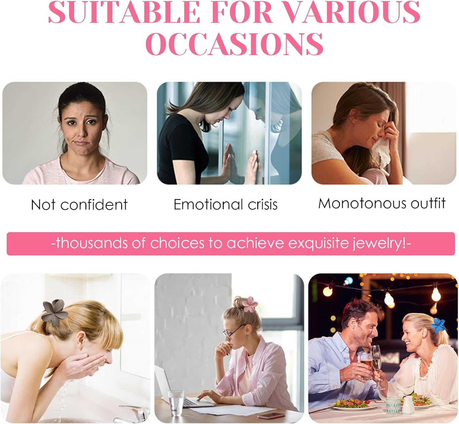 6 Pieces Flower Hair Clips Women'S Claw, Plastic Non-Slip Hair Clips for Girls, Flower Hair Clips, Hair Accessories for Girls