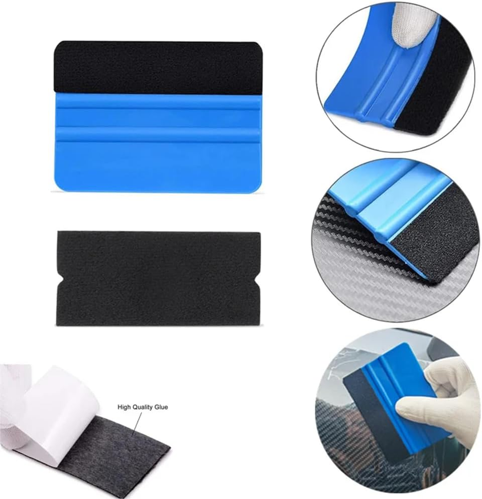 LZLRUN 10 PCS Automotive Vinyl Film Tool Kit, Window Film Installation Tools Wrap Squeegee Wallpaper Smoothing Tool Felt Squeegee Hard Scraper Vinyl Trimming Tool for Car Wrapping Installation image number 3