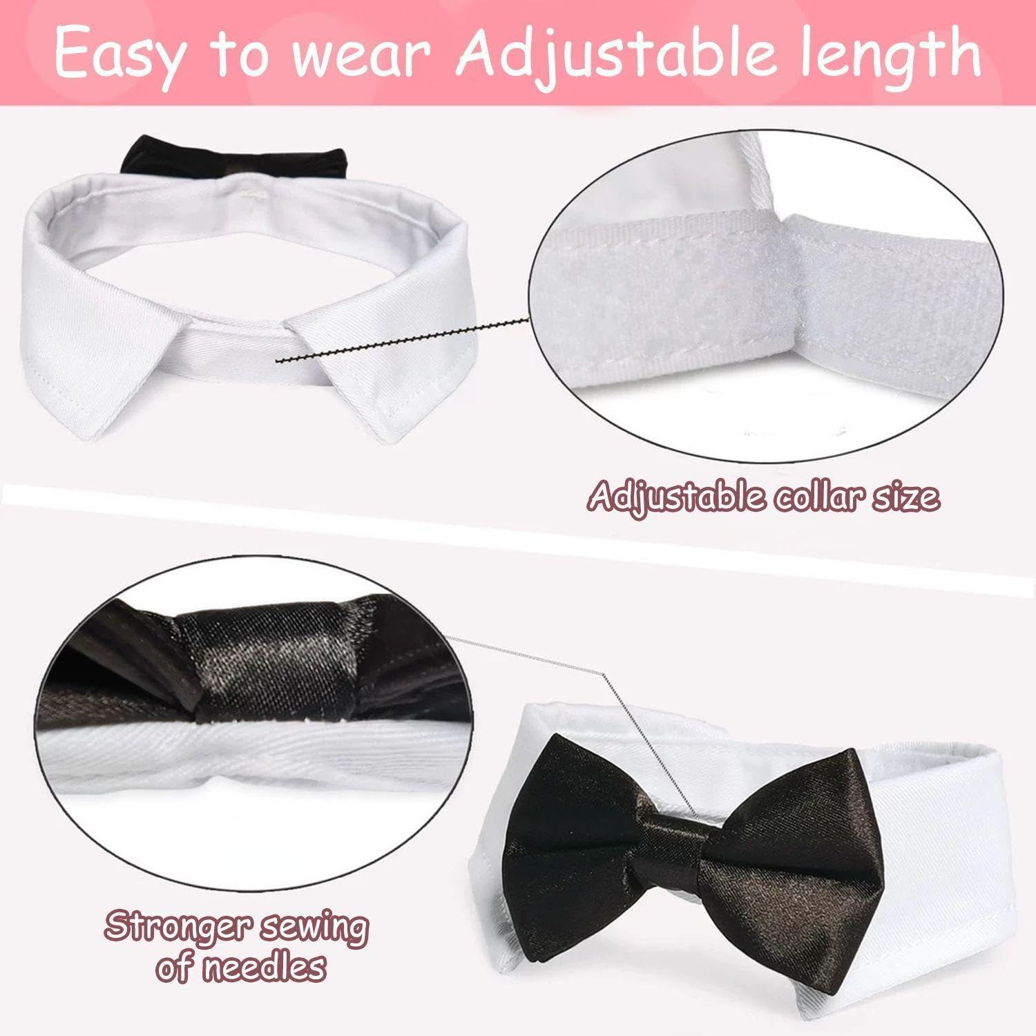 RELKLYU Pack of 2 Dog Dress Bow Tie, Pet Accessories, Creative and Funny Bow Tie, Adjustable Bow Tie, Animal Fancy Dress Supplies image number 1