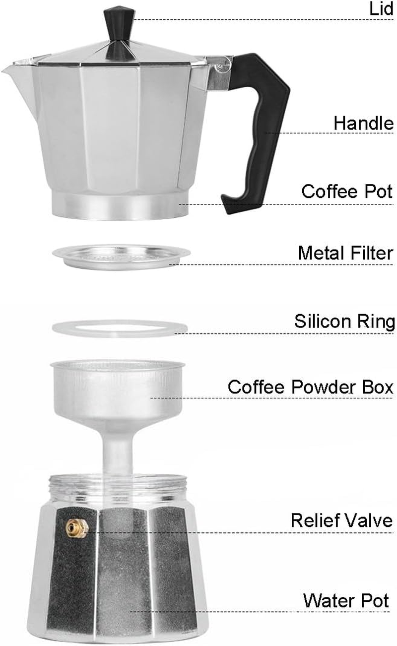 Tongke Moka Coffee Pot Maker, Aluminium Espresso Maker for Camping, Stovetop & Gas Hob - Compact Italian Style Coffee Maker, Easy Clean & Gift Ready (6-Cup) image number 2