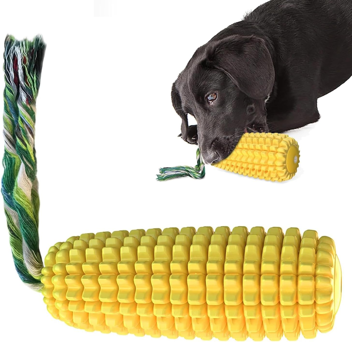 Esshogo Puppy Interactive Corn Toy with Toothbrush and Clean Teeth Dog Toys Interactive Chew Toy with Corn Sticks for Small Medium Large Dogs image number 2