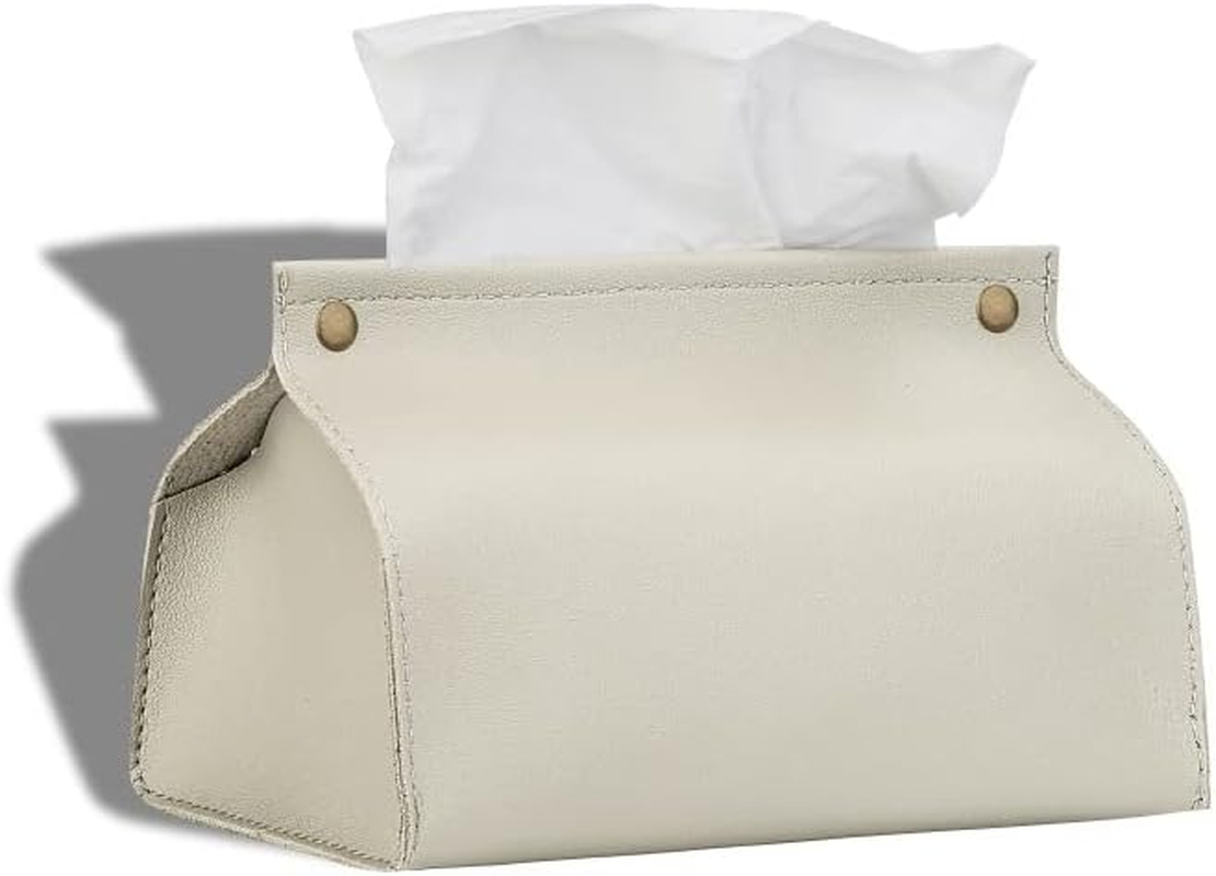 Tissue Box Cover, Refined Modern PU Leather Tissue Box Holder Rectangular Tissue Box Covers for Kleenex, Napkin, Tissue Holder for Bathroom Car Home Office (Brown)