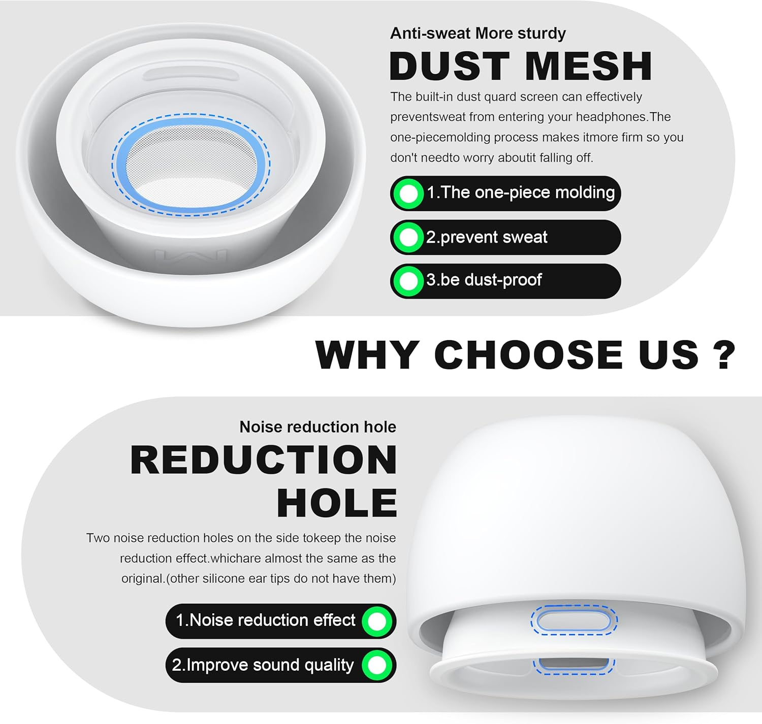 R-Fun [4 Pair] Replacement Ear Tips Compatible with Airpods Pro 2Nd/1St Generation with Cleaner Kit, Silicone Ear Tips with Noise Reduction Hole for Airpods Pro Charging Case(X/S/M/L) image number 4