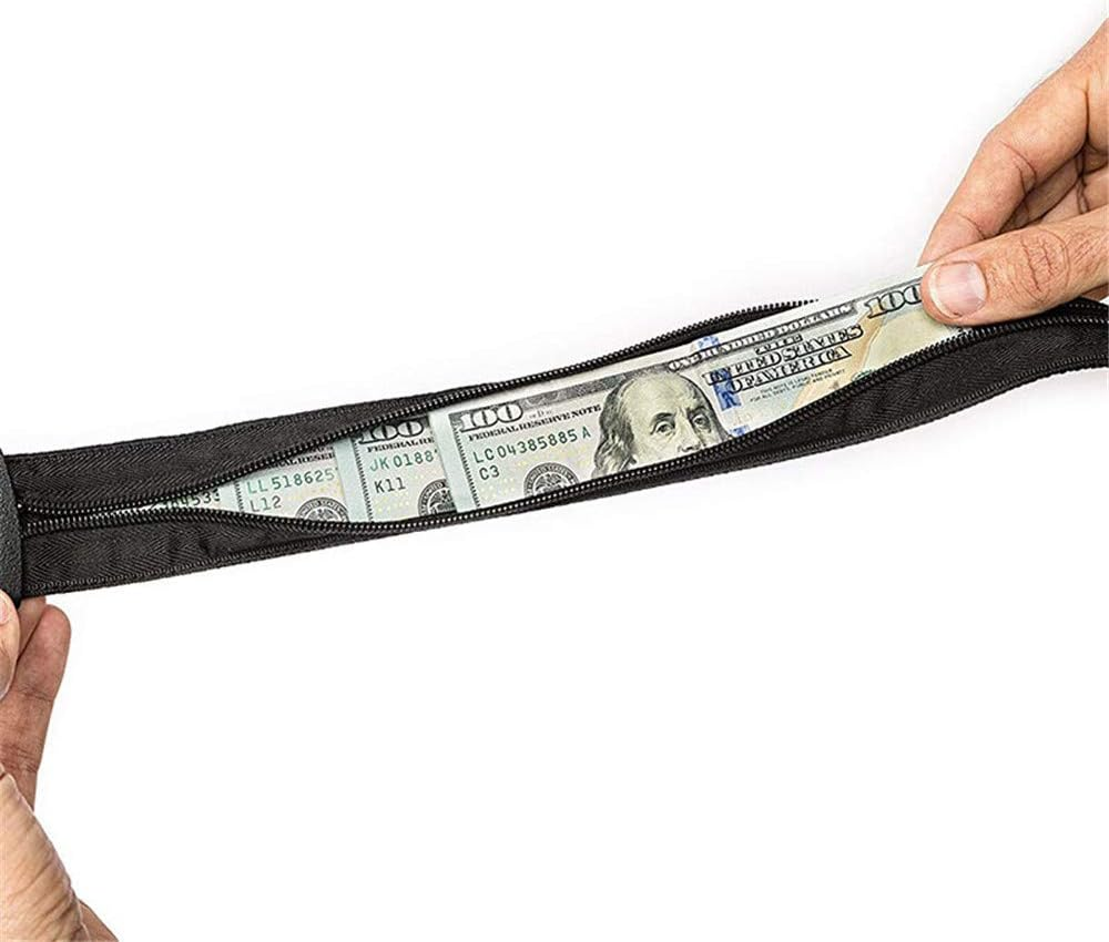 Travel Money Belt Nylon Security Unisex Hidden Money Pocket Belt Breathable Tactical Money Pouch with Plastic Buckle, Black, Travel Wallet image number 5