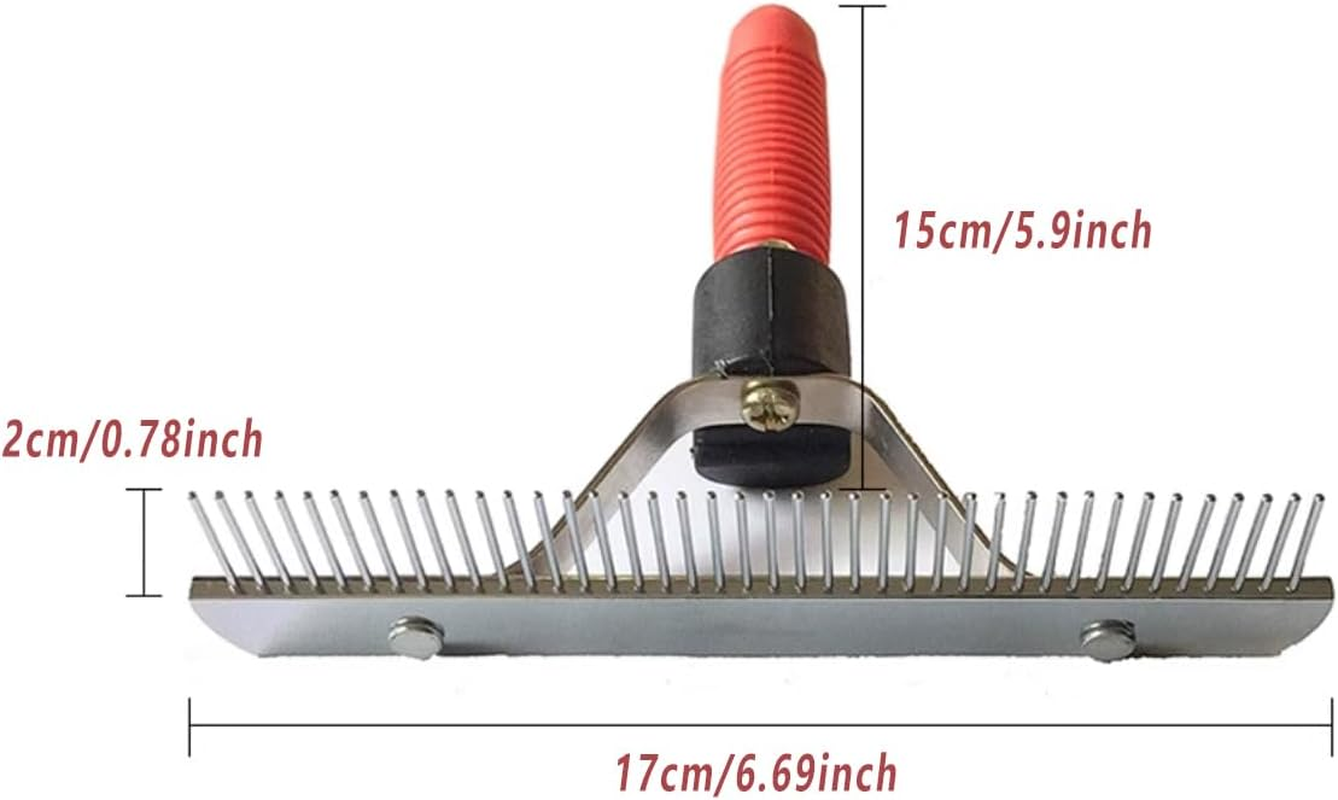 AIMALL Rubber Handle Pet Rake Comb - Big Dog Grooming Brush for Medium to Long Hair, Knot Removal, and Undercoat Cleaning image number 2