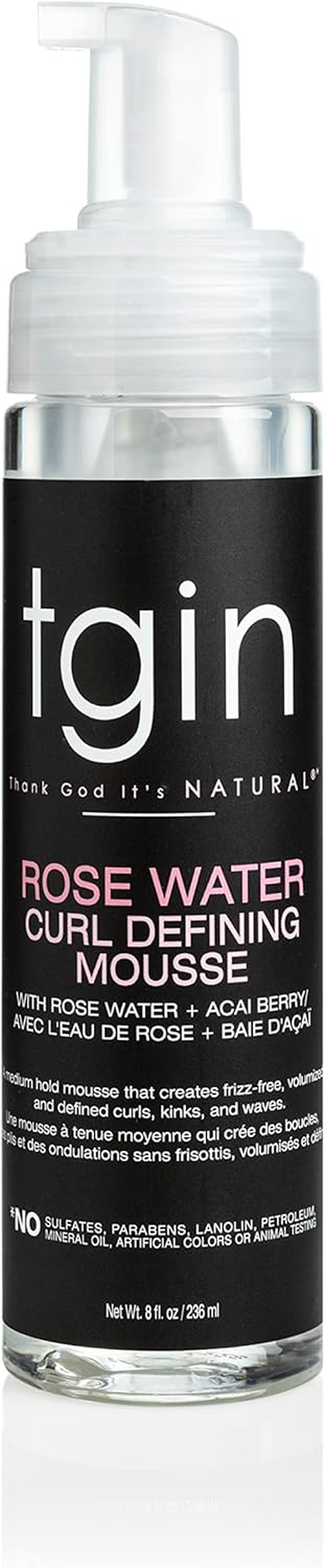 Tgin Rose Water Defining Mousse for Natural Hair - Curls - Waves - Low Porosity Hair - Fine Hair 8Oz image number 2