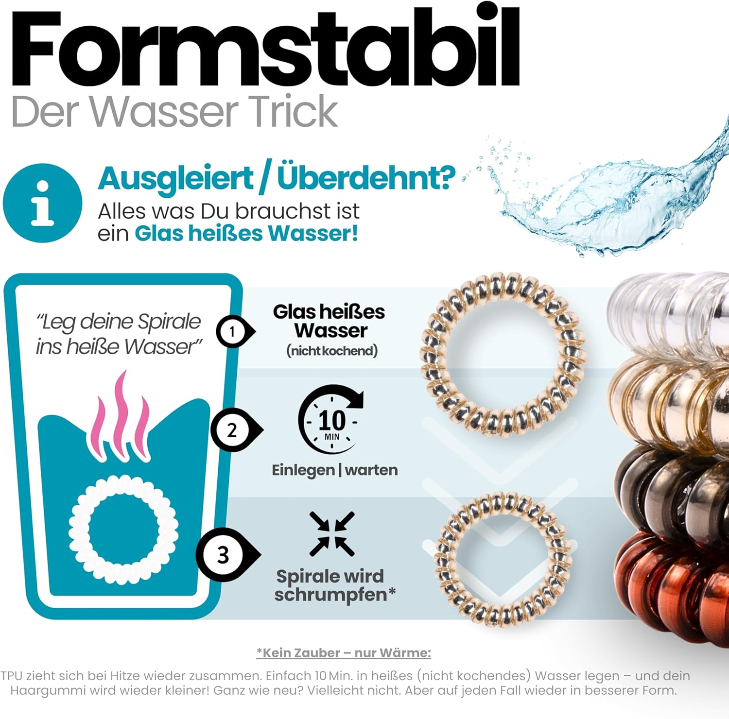 Specora Spiral Hair Scrunchie 4 Colours Mix Pack of 4 &ndash; 5 Cm &ndash; Telephone Cable Scrunchie &ndash; No Pulling & Tangling &ndash; Elastic, No Marks, Gentle on Hair image number 6