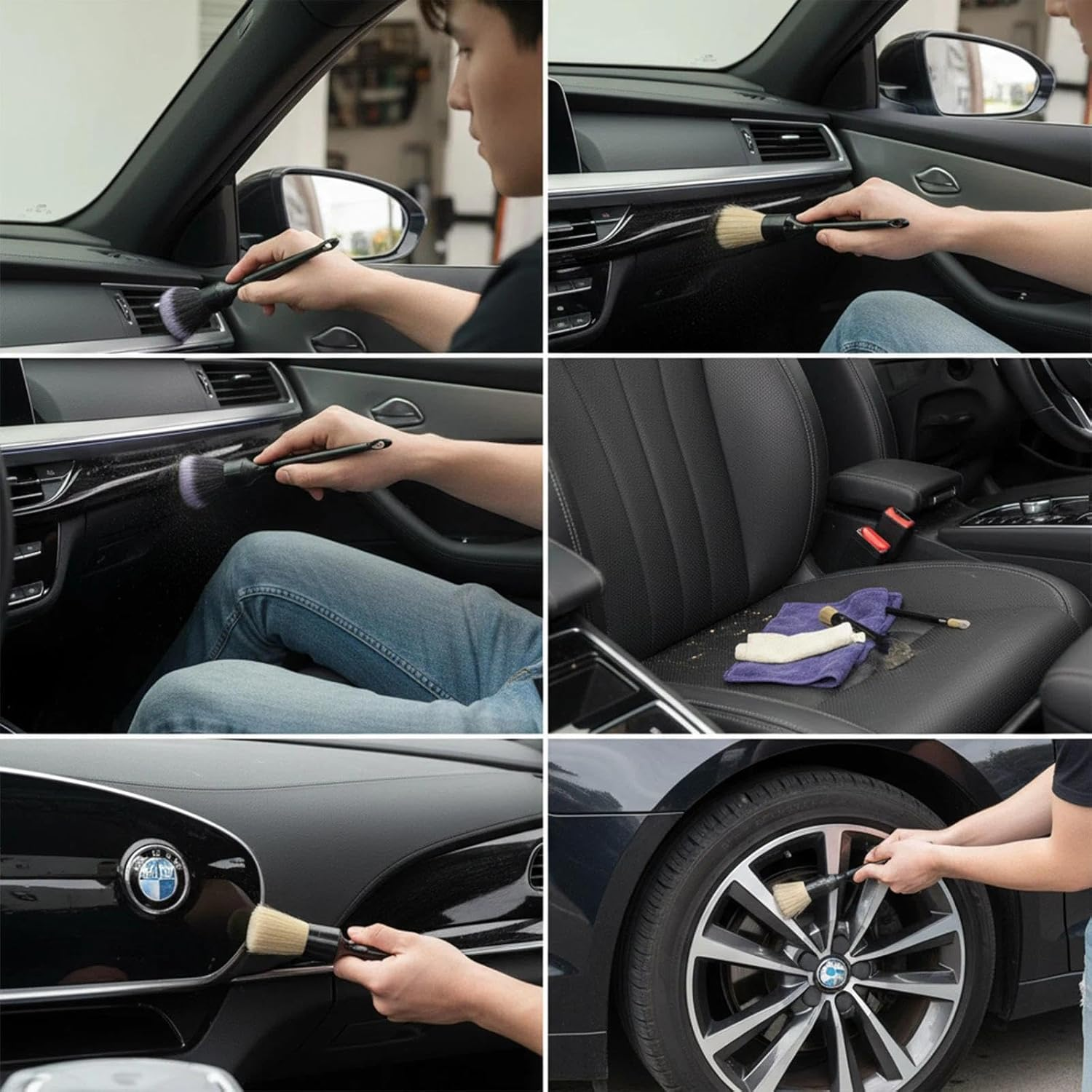 4PCS Car Detailing Brushes Kit for Interior and Exterior Cleaning, Soft Multi-Purpose Detailing Tools with 4 Sizes, Flexible for Car, Motorcycle, Bike, Computer, Keyboard - Fengea image number 1