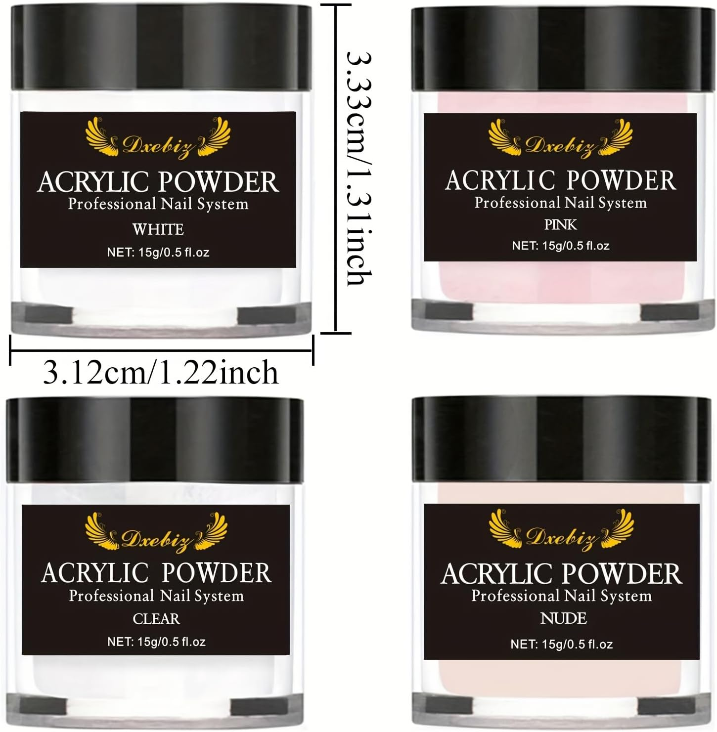 Acrylic Powder Long-Lasting 15G (Nude) Professional Acrylic Nail Powder System for Acrylic Nails Extension 3D Nail Art Polymer Powder - White image number 5