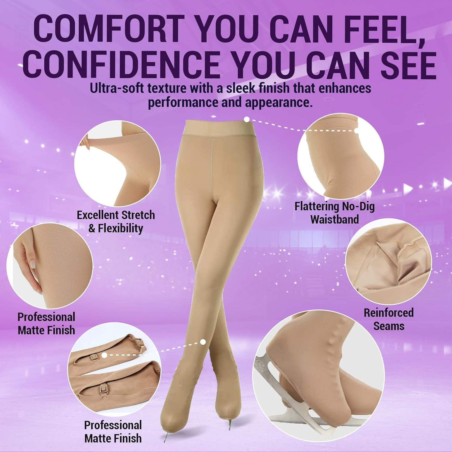 Kami-So over the Boot Figure Skating Tights | Soft, Stretchy Bamboo Leggings for Women & Girls | Cozy Tan Boot Covers image number 2