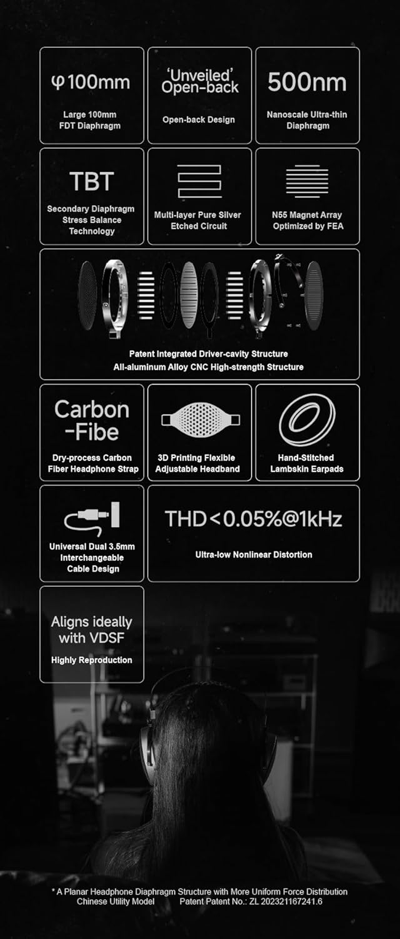 Moondrop SKYLAND Over-Ear Headphone Open-Back 100Mm Planar Driver Newly Flagship Hifi Full-Size Headset image number 5