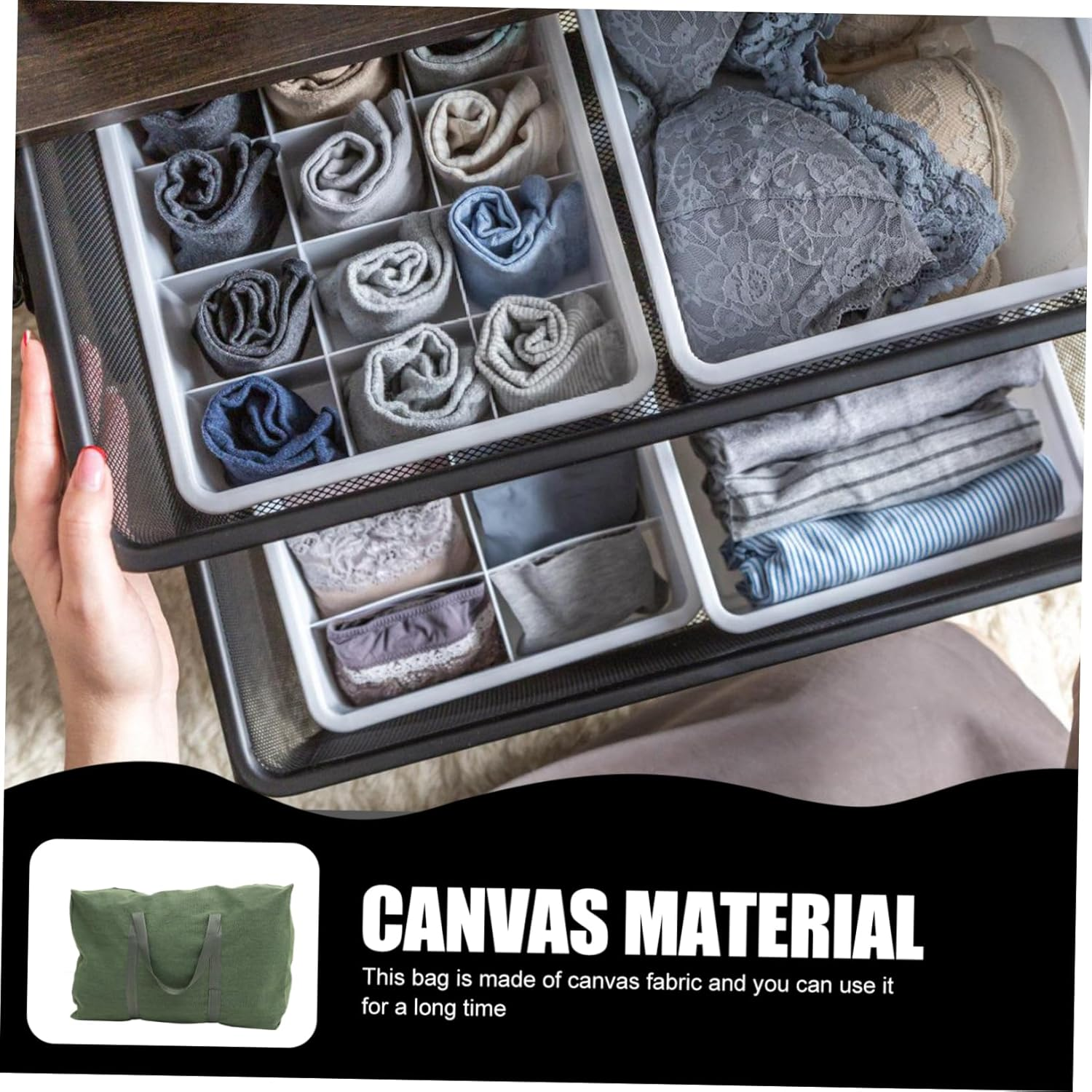 GALPADA Large Duffle Bag Canvas Travel Luggage Bag Olive Green Thickened Military-Style Large Capacity for Clothes Bedding Storage and Travel Random Color image number 3