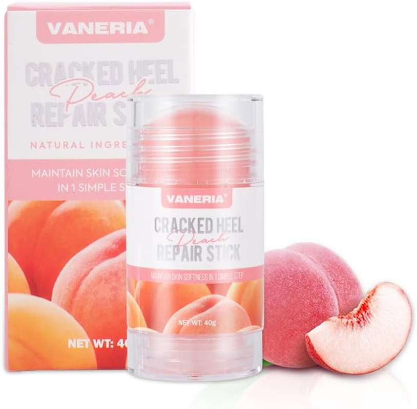VANERIA Cracked Heel Repair Stick,Heel Balm for Dry Cracked Feet Treatment with Shea Butter & Coconut Oil,Deeply Moisturize & Soften Feet,Exfoliates Dead Skin 40G (Pink)