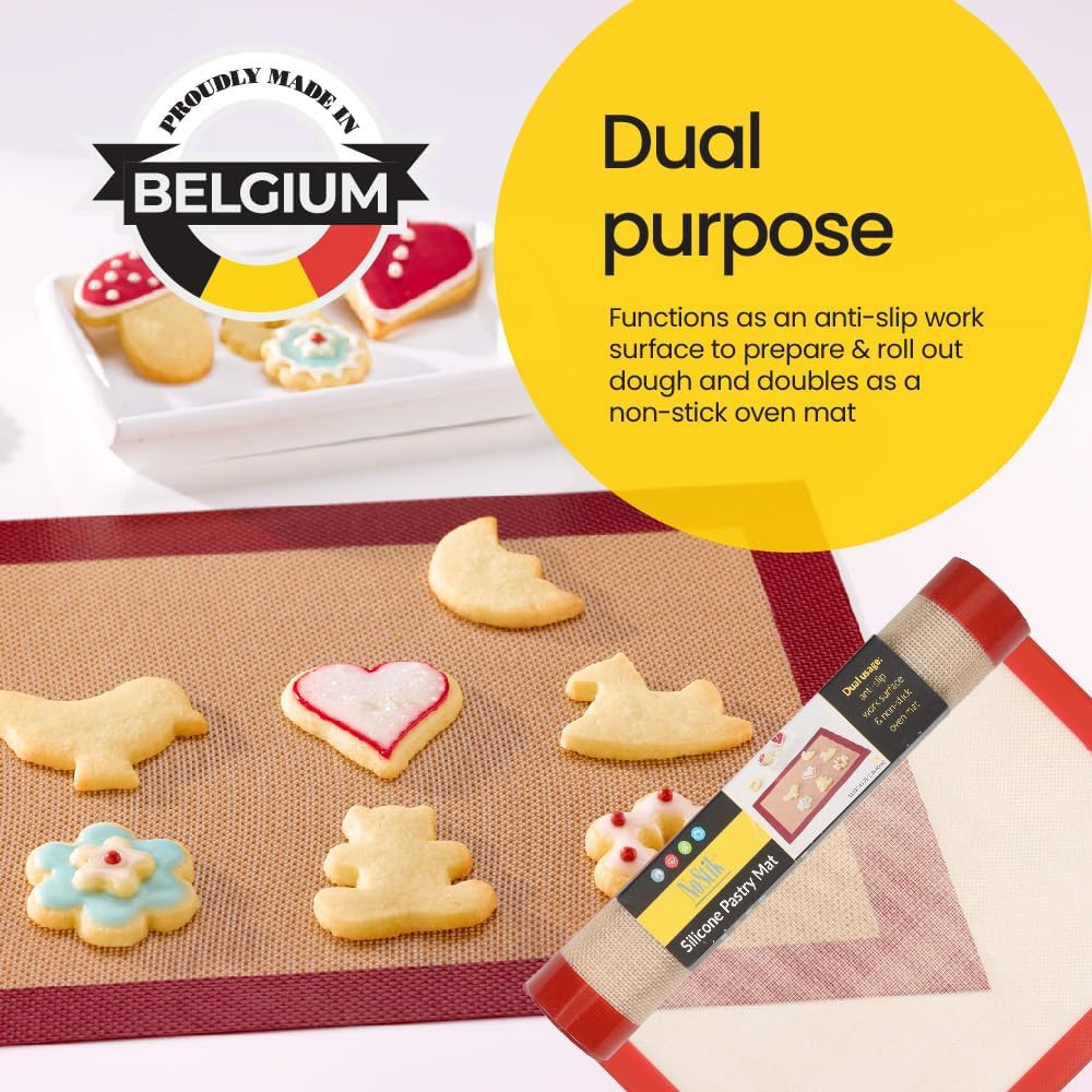 Nostik Reusable 30X40Cm Silicone Pastry Baking Mat - Red/Beige