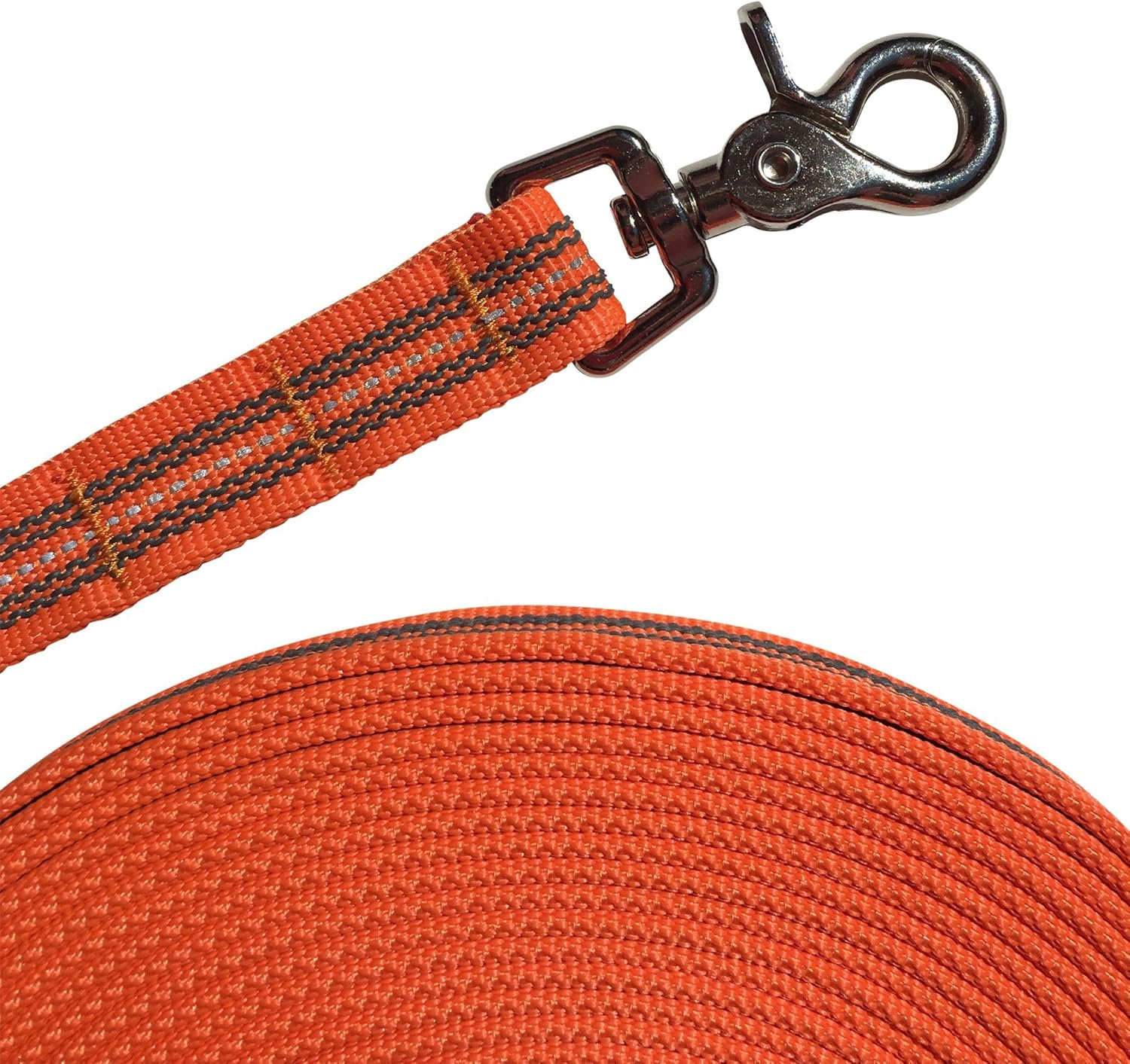 DOGS and MORE - Rubberised Recall Lead/Search Lead/Field Lead with Reflective Strips => 10 Metres (With Hand Loop) - Orange, Blue or Purple - Blue image number 3