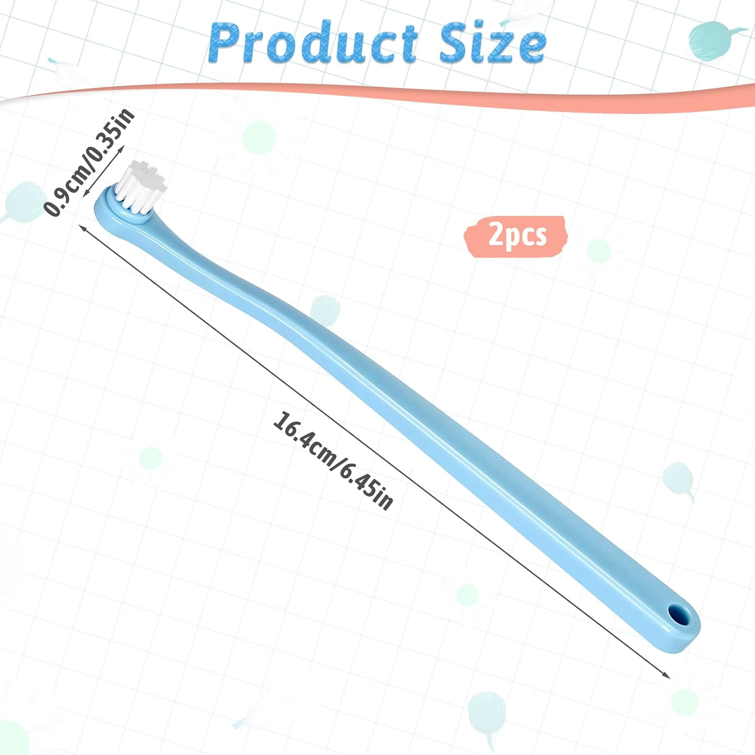 2 Pack Small Dog Toothbrush Cat Tooth Brush Pet Toothbrush Puppy Toothbrush Mini Head Soft Dog Toothbrush Deep Clean Kit, Portable Travel Friendly and Easy to Use for Puppy, Kitten, Small Dog & Cat