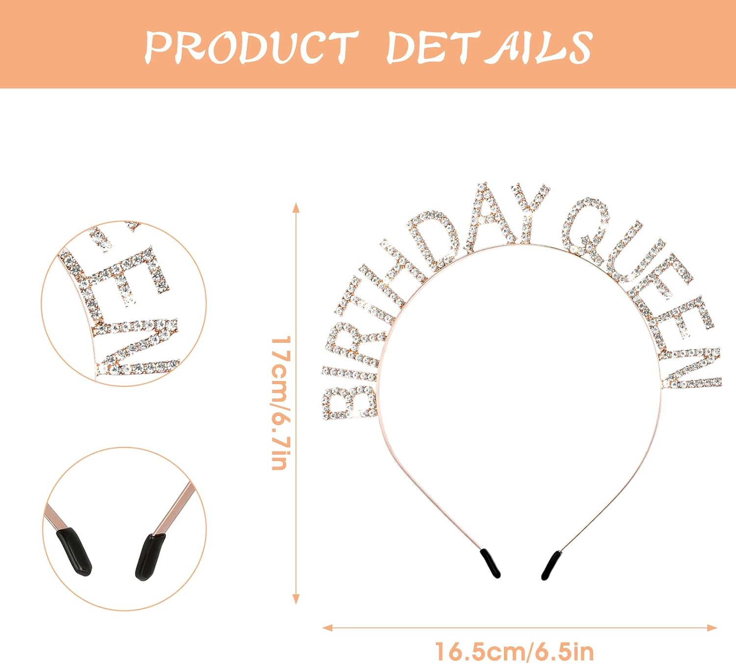 WLLHYF Birthday Crown for Women, Birthday Tiaras Rose Gold Birthday Queen Headband Princess Crown for Girls Birthday Party Accessories image number 4