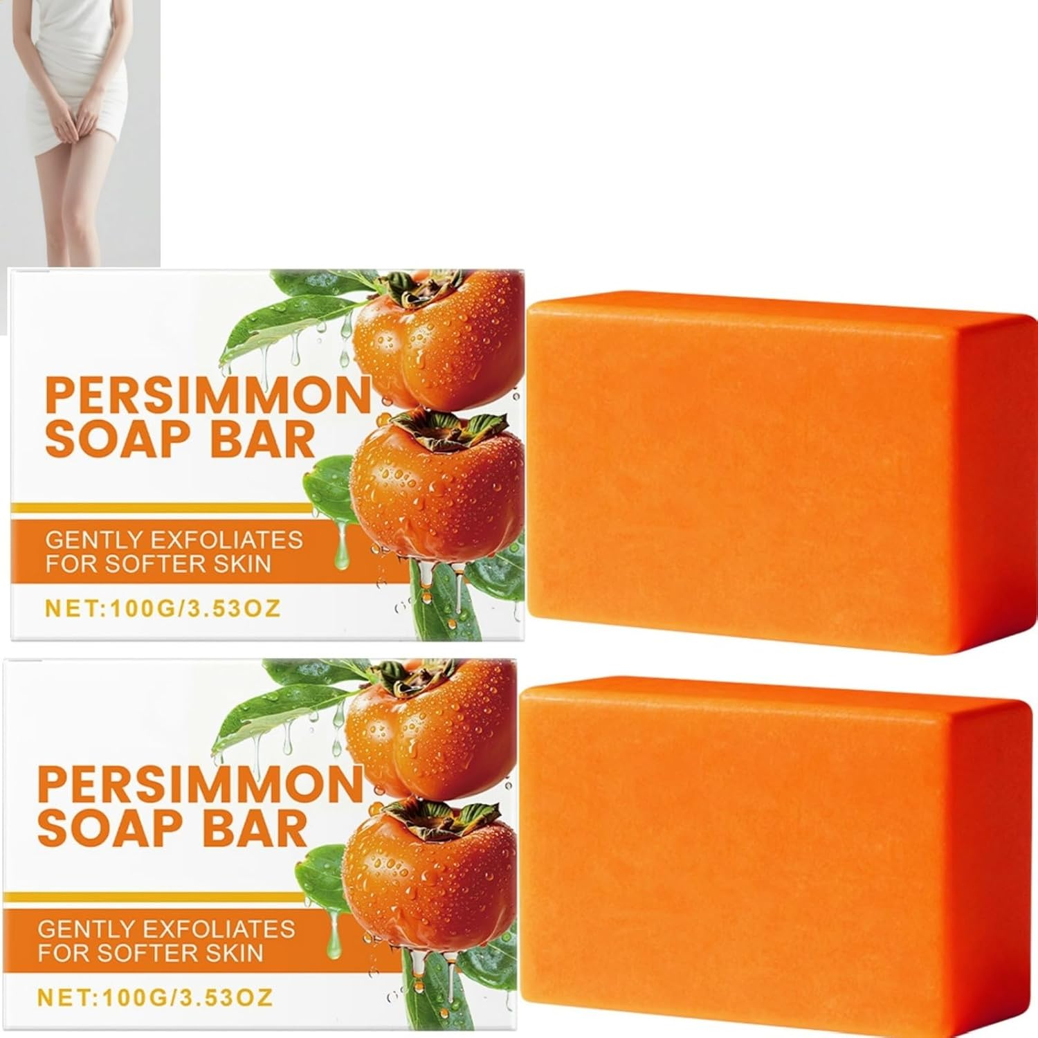 Persimmon Soap Bar, Body & Face Soap for Deep Cleansing,Gentle Exfoliating & Moisturizing, Long Lasting Fresh Scent, Post-Clean Comfort for Daily Use，Deodorizing for Old People Smell (1PCS)