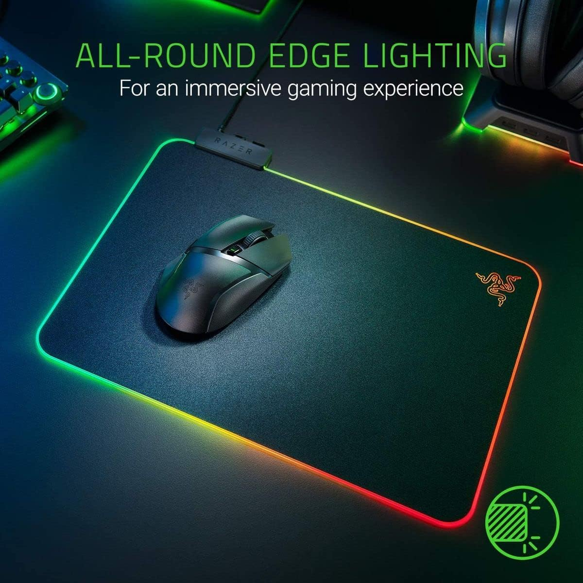 Razer Firefly Hard V2 RGB Gaming Mouse Pad: Customizable Chroma Lighting, Built-In Cable Management, Balanced Control & Speed, Non-Slip Rubber Base image number 1