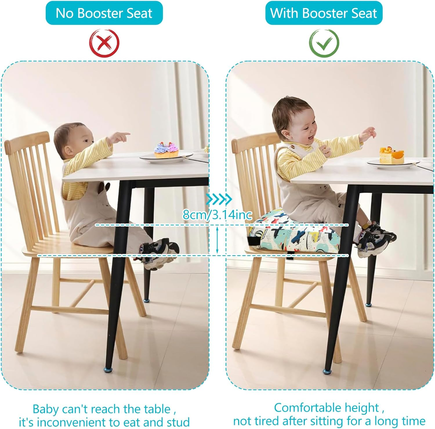 Child Dining Table Booster Seat,Chair Booster Seat,Travel Booster Seat,Booster Seat Pad,Kid Booster Seat,Non Slip Booster Seat,Cute Booster Seat Cushion for Dining Table Toddler Kids (Airplane) image number 2