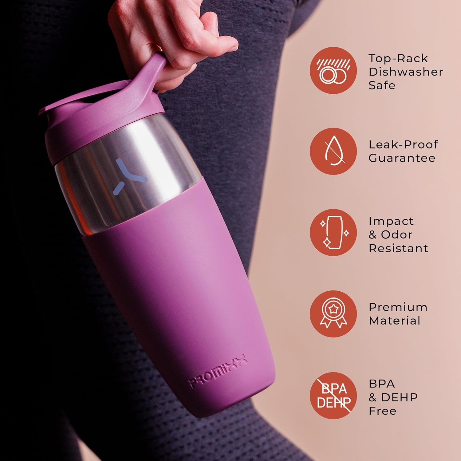 Promixx Pursuit 950Ml Shaker Bottle - Single Wall Stainless Steel Protein Shaker Bottle, Super Smooth Shakes, 32Oz, Ceramic White