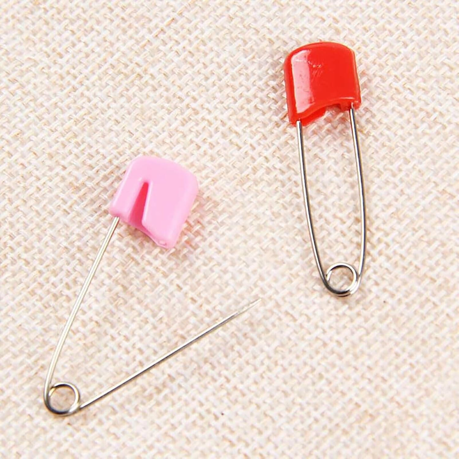 50PCS Large Assorted Colored Safety Pins with Plastic Head - Stainless Steel for Clothes, Dresses, Socks, and Gloves image number 6
