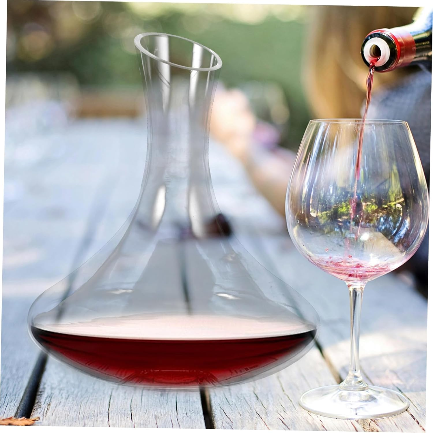 Mobestech 1Pc Lead Glass Wine Decanter Elegant Transparent Design for Quick Aeration Household Beverage Container Stylish Barware Addition