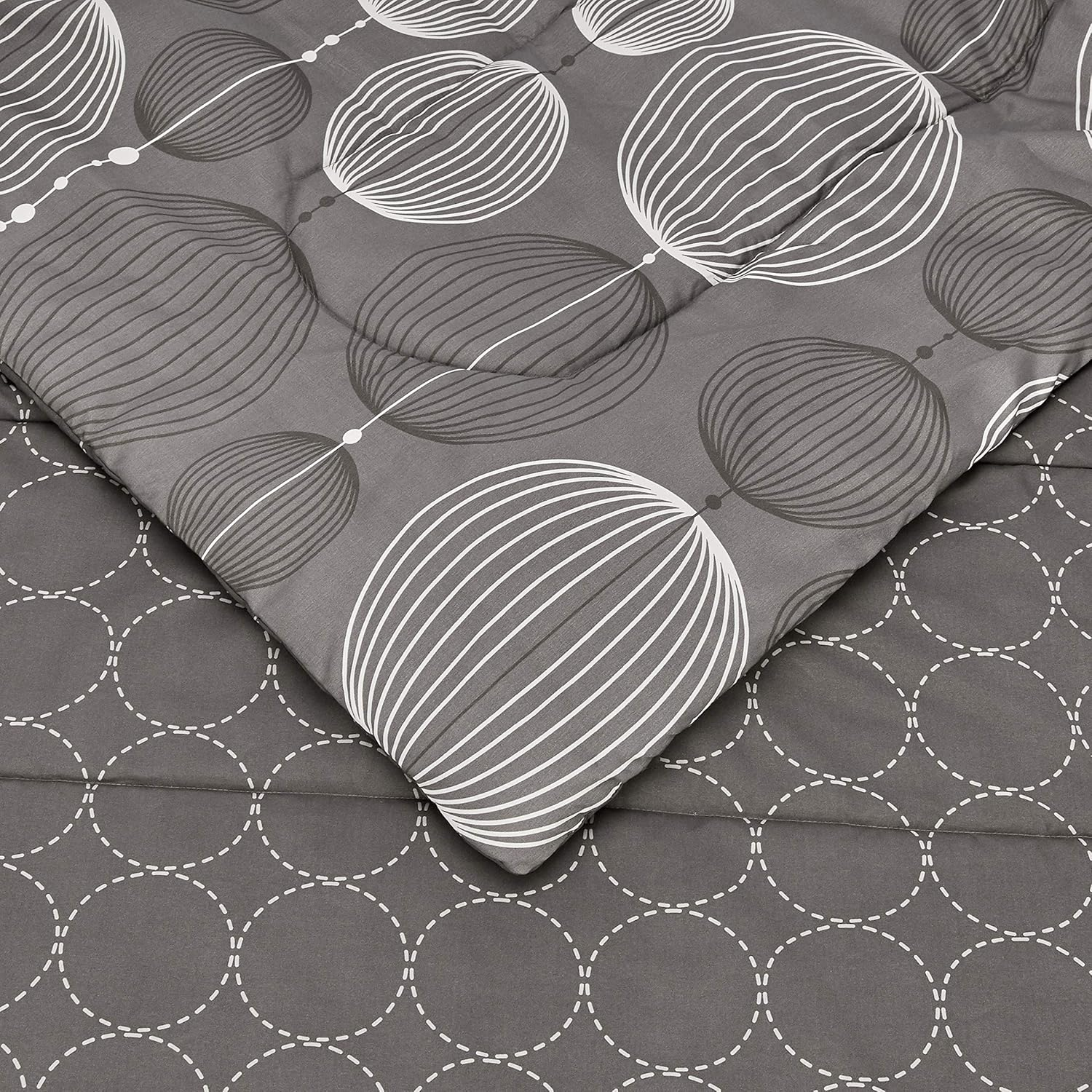 Amazon Basics 7-Piece Lightweight Microfiber Bed-In-A-Bag Comforter Bedding Set - Full/Queen, Industrial Gray image number 4