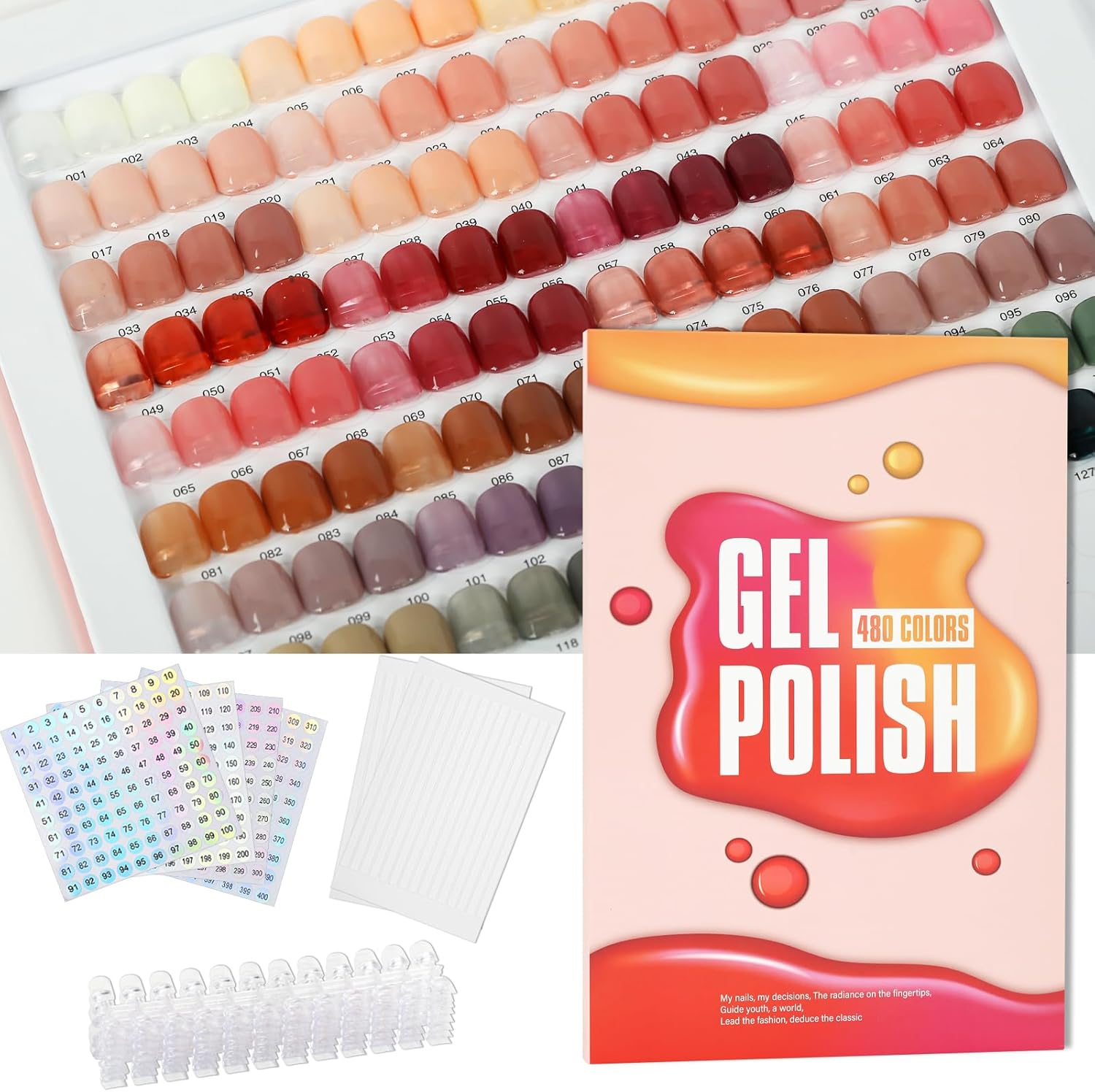 480 Nail Color Display Book,Professional Nail Polish Swatches Chart Book with 600 Display Tips & 1-500 Number Label Stickers, Pre-Numbered Slots,Perfect for Salons and Home Use(Starry Sky)