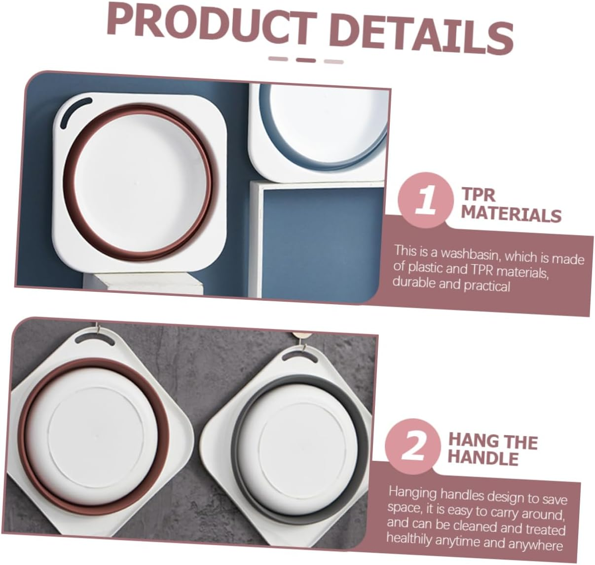 BATHVEVE Portable Folding Wash Basin Kitchen Bathroom Basin for Laundry Camping image number 6