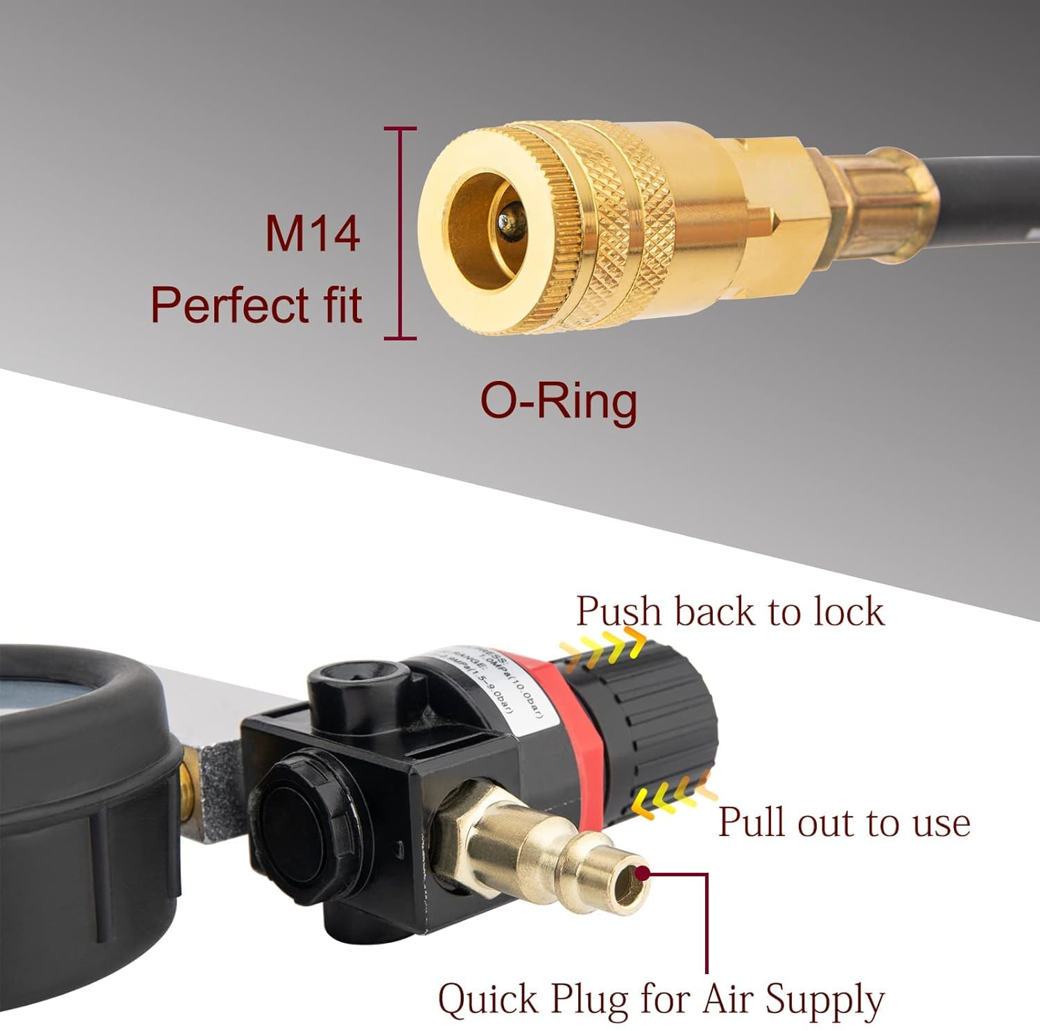 Cylinder Leak down Tester Kit, Tu-21 Dual Gauge Cylinder Leakage Checker Automotive Compression Test Kit for Trucks Motorcycles image number 4