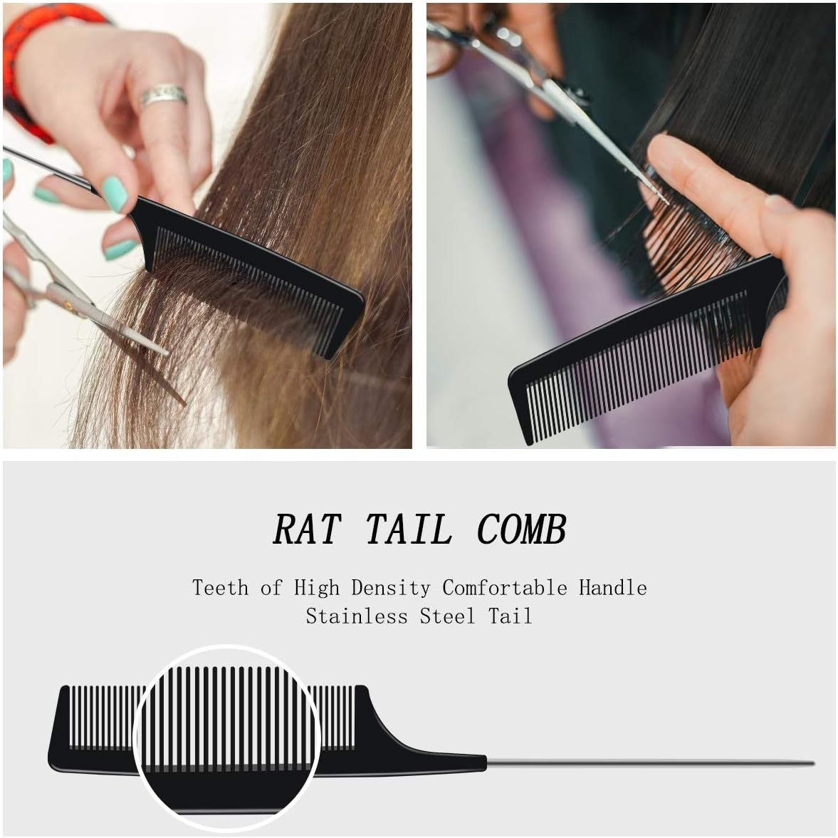 URAQT Hairdressing Set - 3Pc Combs & Brushes, Including Pin Tail & anti Static Fine Tooth Comb for Professional Salon Styling - Fine Tooth Comb Set image number 2