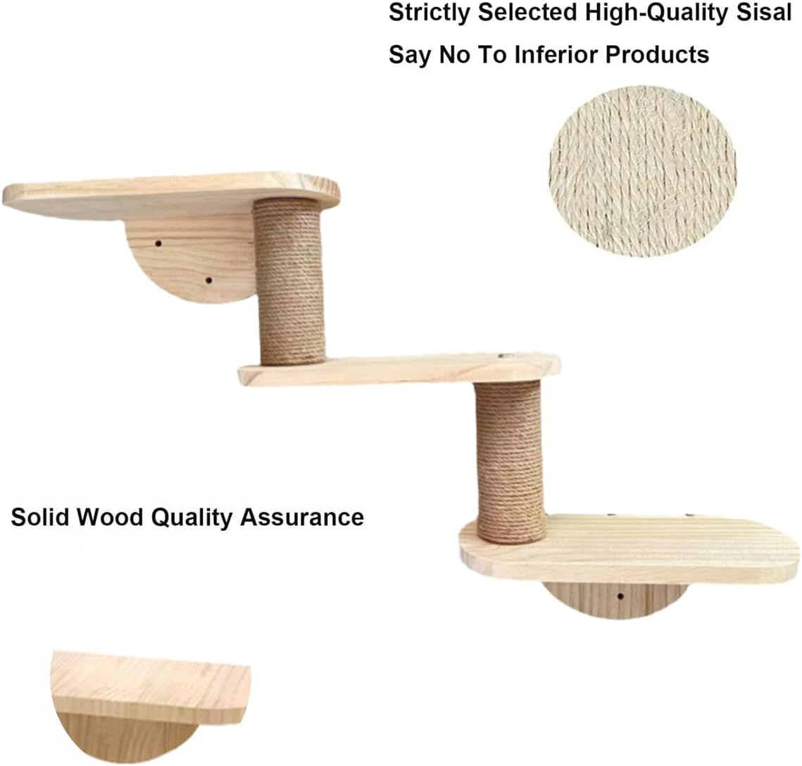 AIMALL Solid Wood Wall-Mount Cat Climber with Space Capsule Nest, 3-Level Jumping Platform and Scratching Column, 28.34In Height Sturdy Cat Tree image number 2