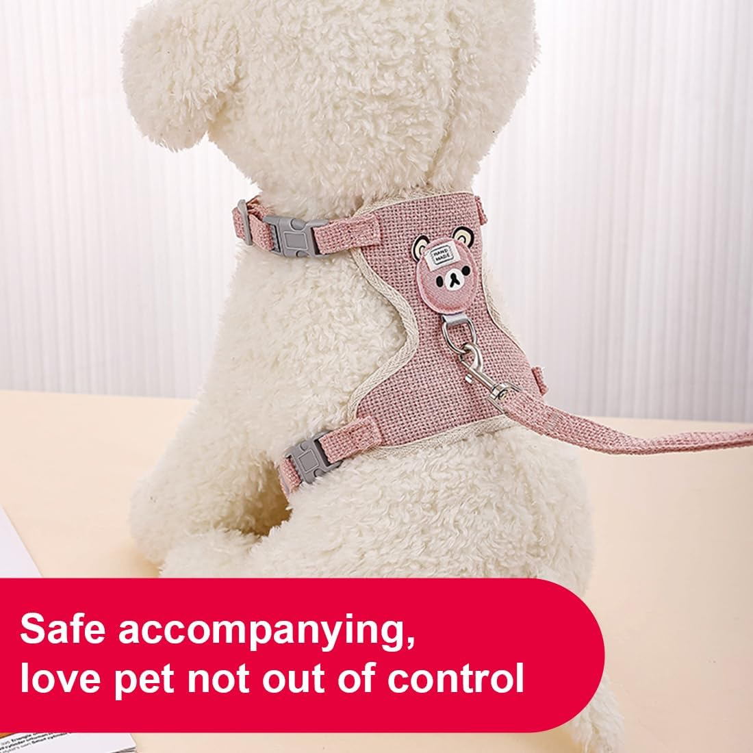 XYTAHDM Nano Rabbit Leash, 120 Cm, Rabbit Accessories, Harnesses, Collars and Leads for Small Animals, with Leash, Rabbit Harness, Adjustable Leash, for 1-1.5 Kg (Pink) image number 4