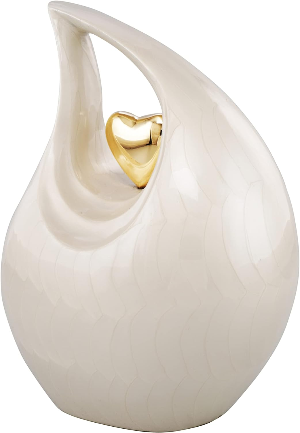 Heart of Love Adult Cremation Urns for Human Ashes - Decorative Urns,Urns for Human Ashes Female & Male,Urns for Ashes Men & Women,Funeral Urn (Adult Non-Customize, White Gold) image number 1