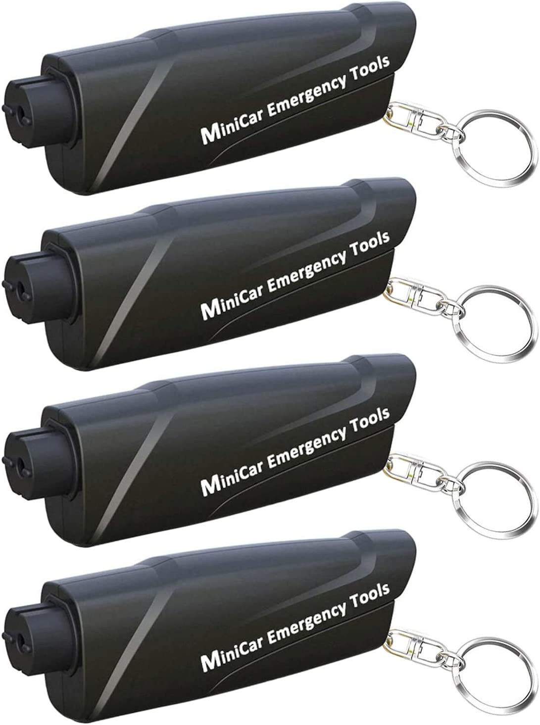 WHOHAO 4 Pack Car Window Breaker and Seat Belt Cutter, Emergency Keychain Car Escape Tool with Glass Breaker Seatbelt Cutter,Car Safety Hammer,Black