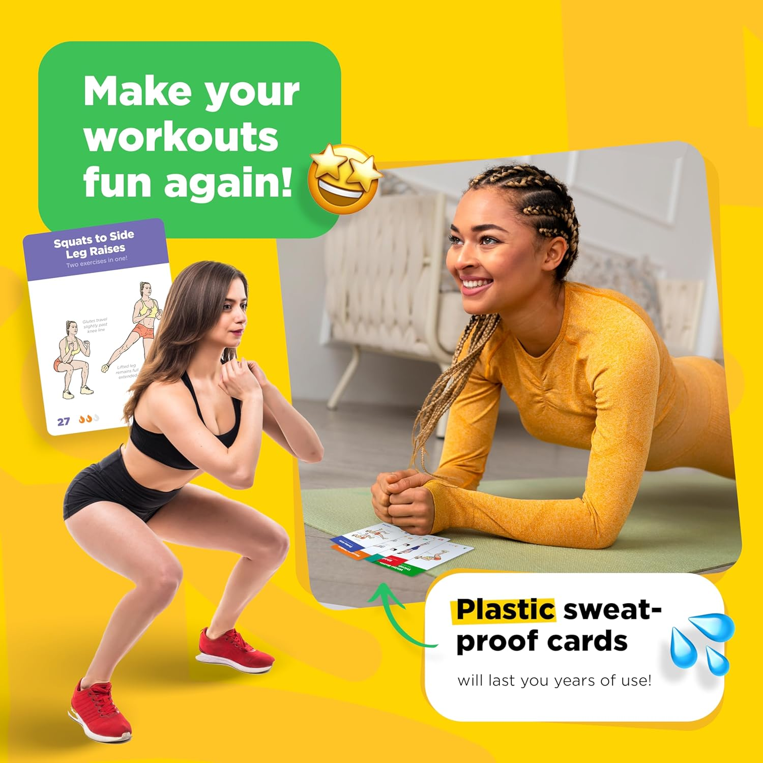 Workoutlabs Exercise Cards: Bodyweight &ndash; Premium Home Workout Cards Deck for Women and Men with 60 Exercises and 12 No Equipment Routines &middot; Premium Plastic Fitness Cards image number 5