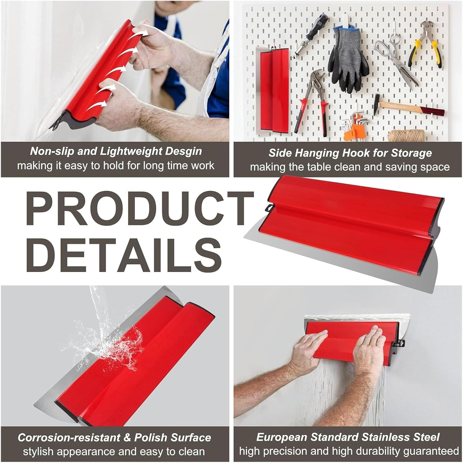 Bewinner 600Mm Stainless Steel Skimming Blade with ABS Comfort Handle Design, Smoothing Knockdown Drywall Plastering Tools, Universal Filler Knife for Home Decoration image number 6