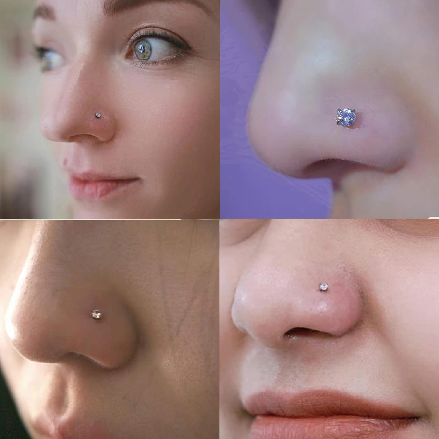 QXXPVV 16G 18G Flat Back Earrings Stud Stainless Steel Extended Internally Thread Tragus Labret Nose Cartilage Lip Medusa Conch Body Piercing Jewelry Hypoallergenic for Women Men image number 4