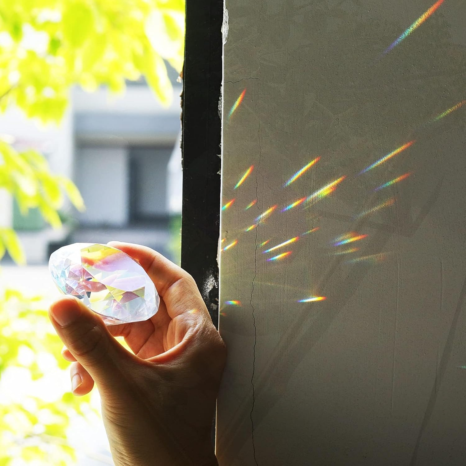 4Pcs 50Mm AB Color Coated Crystal Diamond Paperweight Suncatcher Rainbow Maker,Nail Diamond Backgrounds for Pictures, Home/Office Desk Decorations, Big Fake Diamond (AB Coated, 50Mm) image number 4