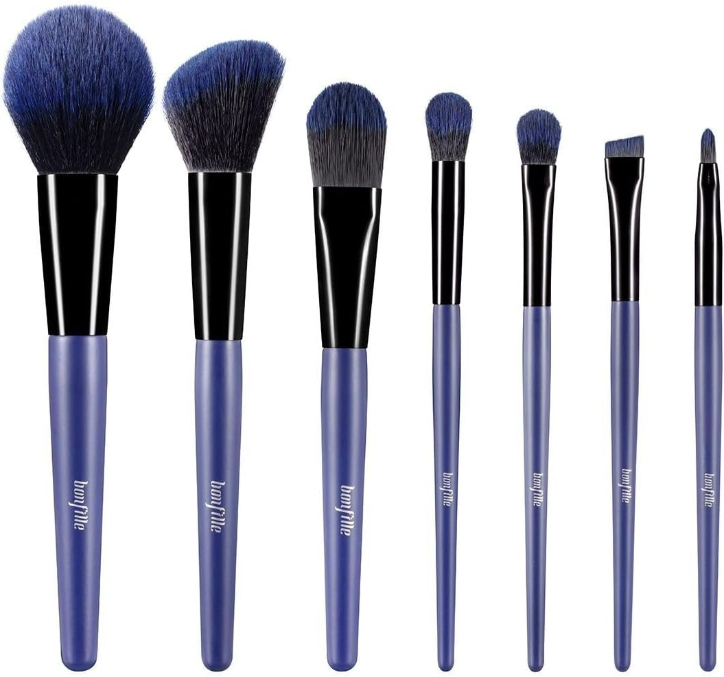 AUSWAY 7 Pcs Makeup Brushes Kit Cosmetic Eye Shadow Lip Liner Blending Beauty Set - Blue image number 5