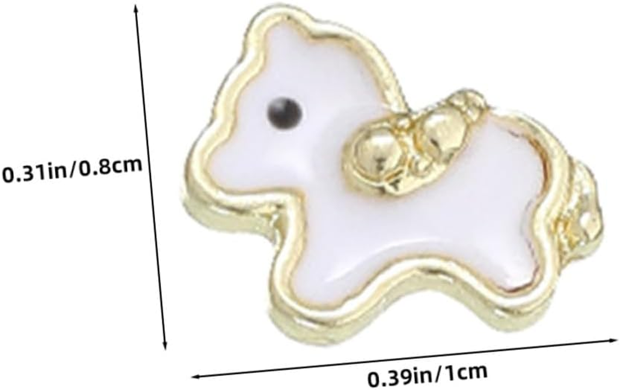60Pcs Cute Cartoon Horse Nail Charms Animal Embellishments Nail Supplies for Women DIY Manicure Decorations Party Accessories image number 3