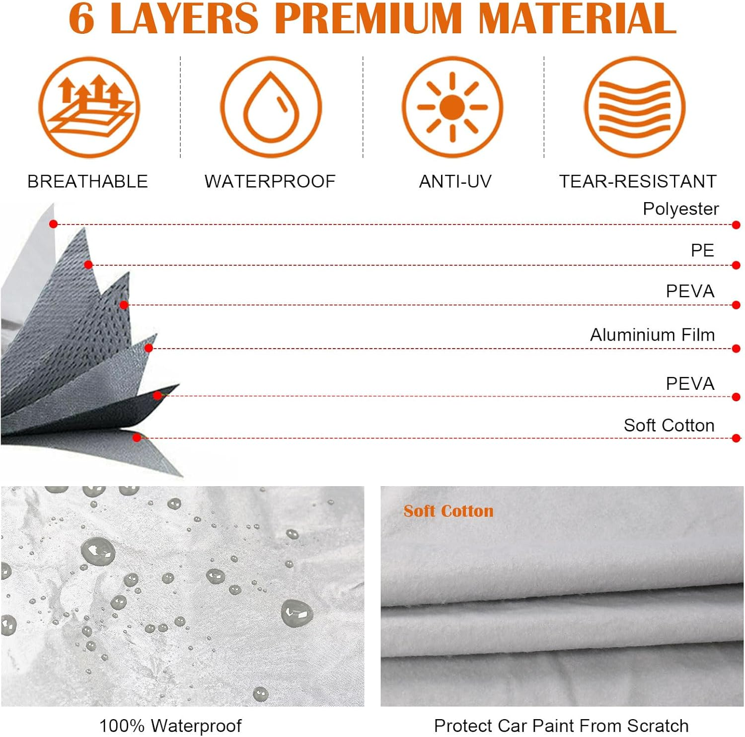 Waterproof Car Covers Replace for 2019-2025 Jeep Gladiator, 6 Layers Silver All Weather Custom-Fit Car Cover with Zipper Door & Windproof Bands for Snow Rain Dust Hail Protection