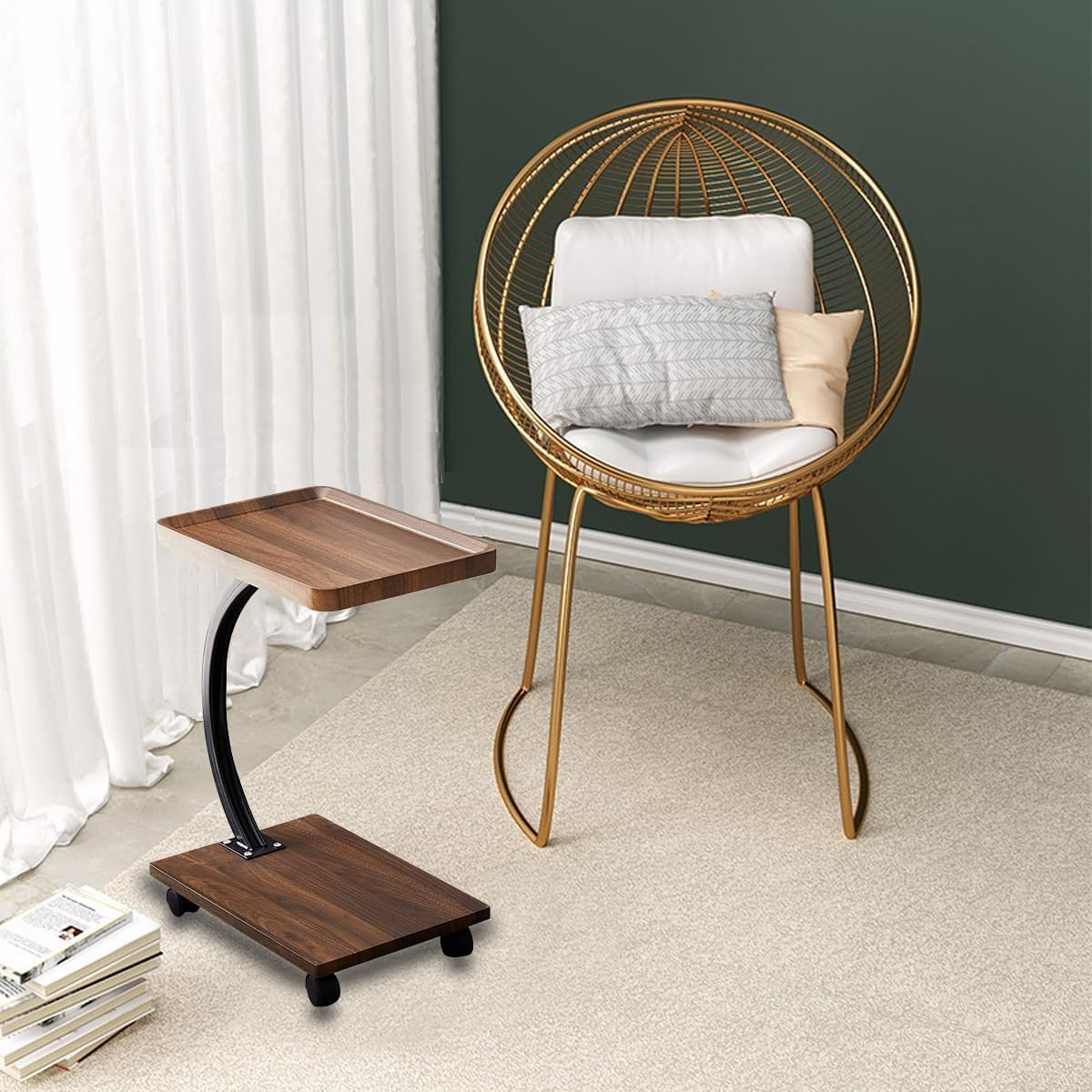 XICEN C Shaped Side Table, Small C Shaped End Table for Sofa and Bed, Couch Side Tables That Slide under (C) - D image number 2