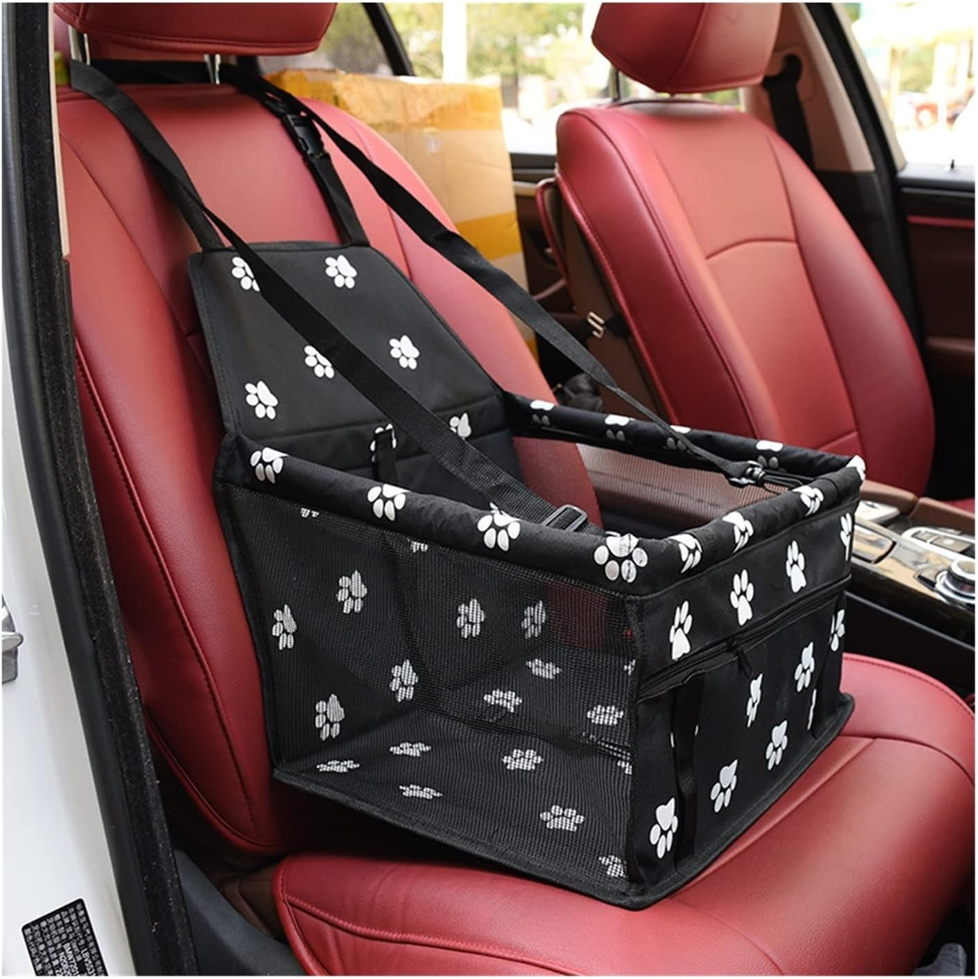 Dog Car Seat Cover Car Harness Seat Pet Dog Cover Pad Carry House Cat Puppy Bag Car Travel Folding Hammock Dog Bag Dog Hammock(Size:Paw Blue) image number 1
