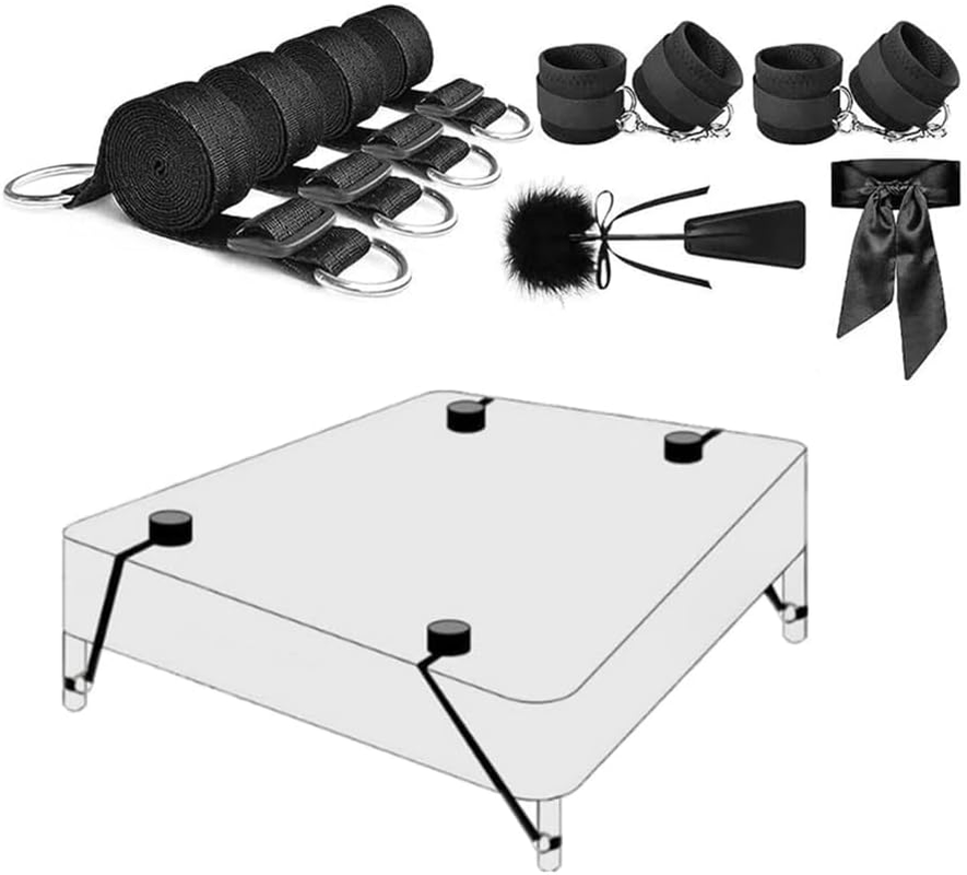Sex Bondage Restraints BDSM Toys, Bed Restraints Couple Sex Toys with Sex Straps Bondage Cuffs Blindfold & Feather BDSM Kit image number 5