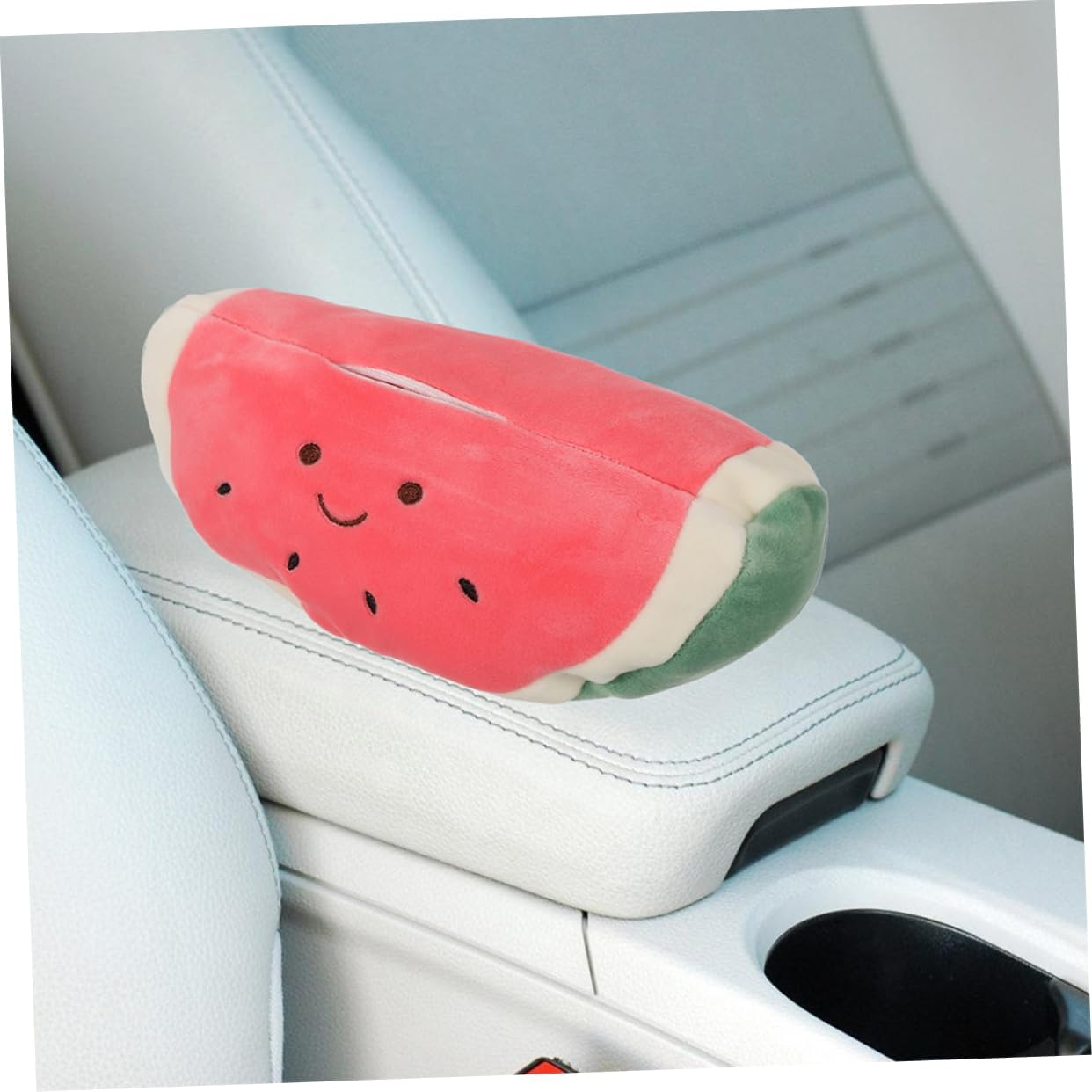 2Pcs Cute Watermelon Car Tissue Box Holder Soft Plush Pocket Tissue Holder for Vehicle Interior and Home Use Car Accessories